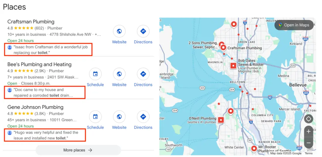 توجیه نظرات گوگل برای لوله‌کشی