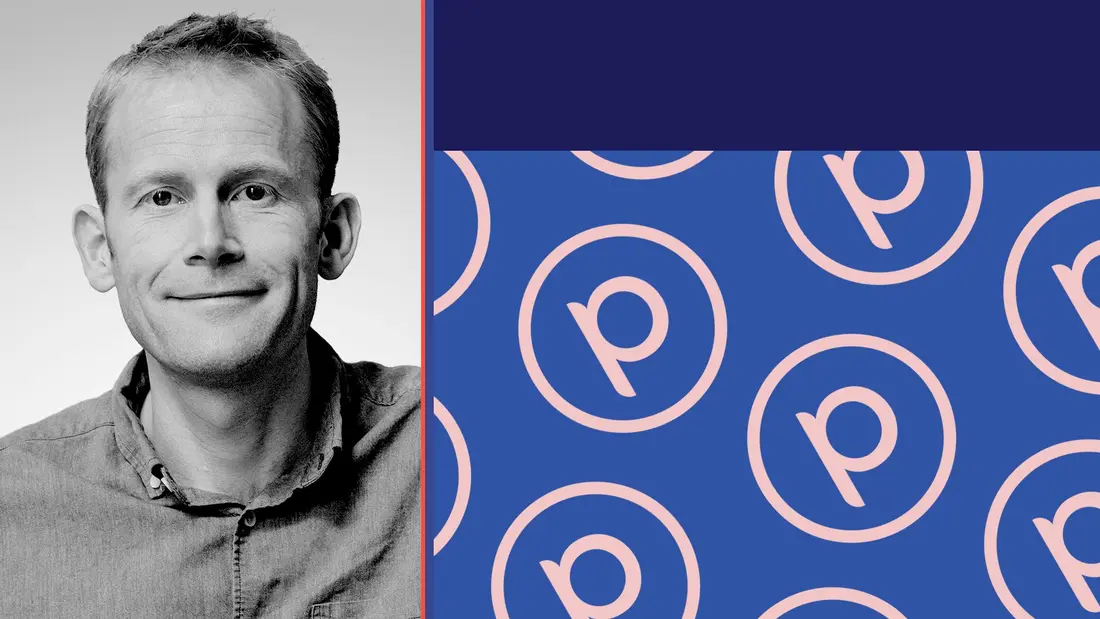 تصویر ترکیبی شامل ویل مارشل و مستطیل‌های رنگارنگ با الگوی لوگوهای پلنت لابز.