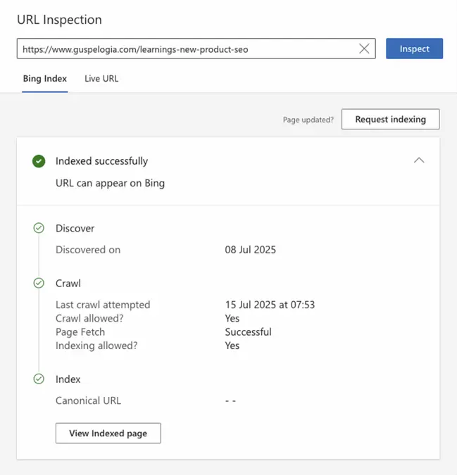 بازرسی URL بینگ مقیاس‌دار