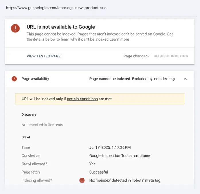 ایندکس‌گذاری صفحه در GSC مقیاس‌دار