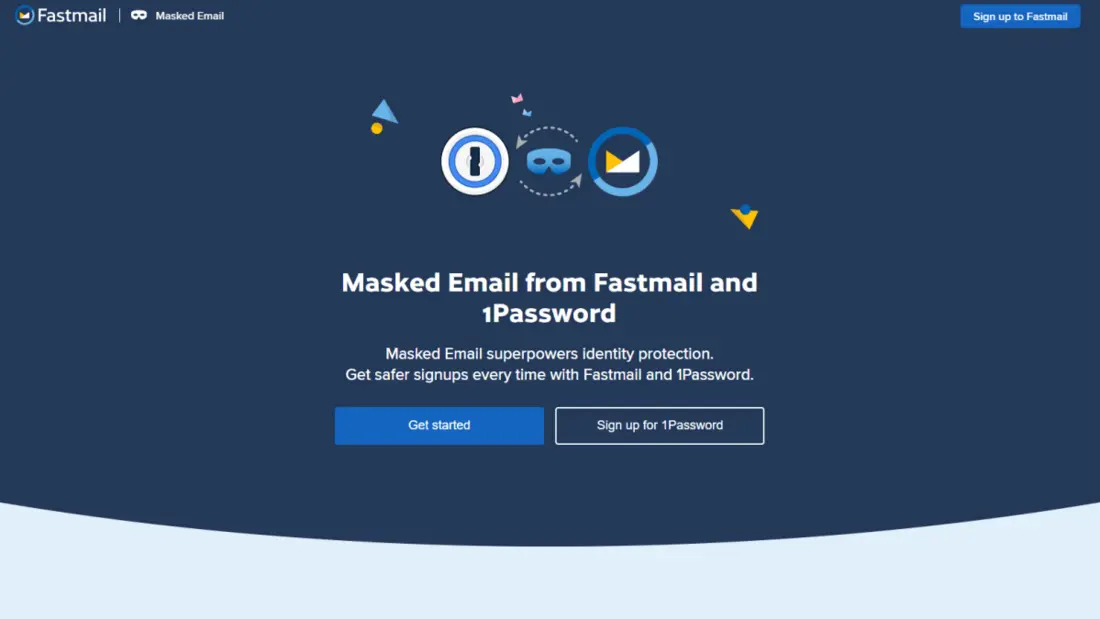صفحهٔ فرود ایمیل ماسک‌شده Fastmail