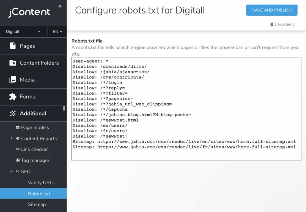 تنظیمات Robots در Jahia در مقیاس بزرگ
