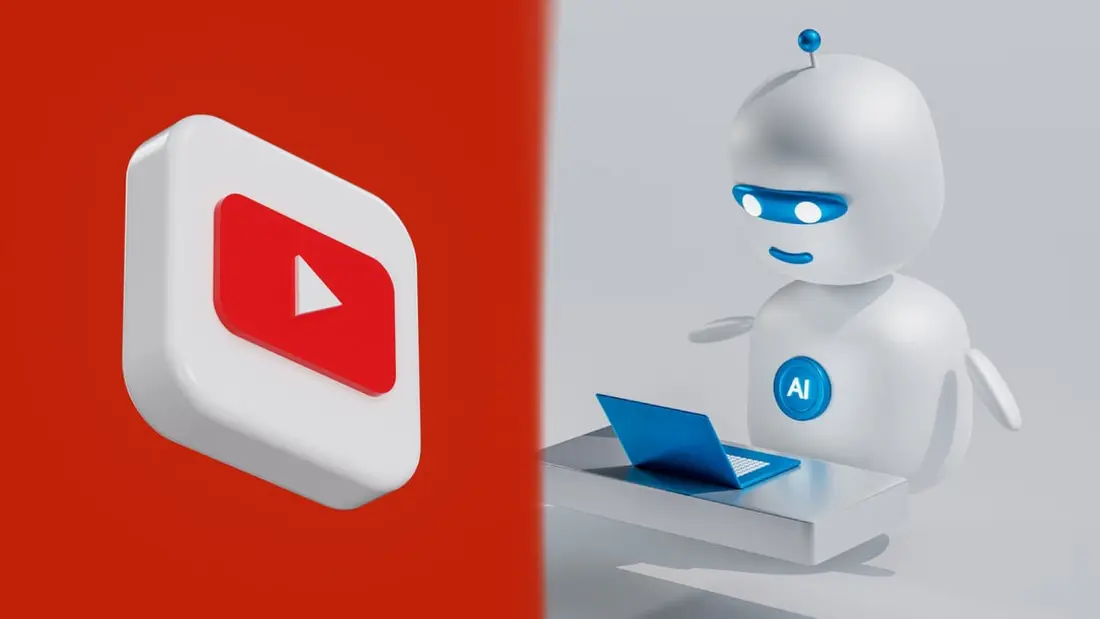 تصویری از لوگوی یوتیوب در کنار تفسیری از هوش مصنوعی
