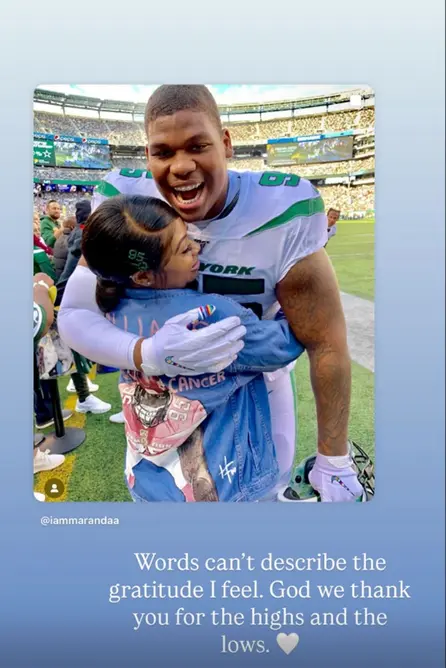 همسر خط دفاعی جتس، کوئینن ویلیامز، مرندا ویلیامز، گفت که از «بالاها و پایین‌ها» در دوران حضورش در نیویورک سپاسگزار است.